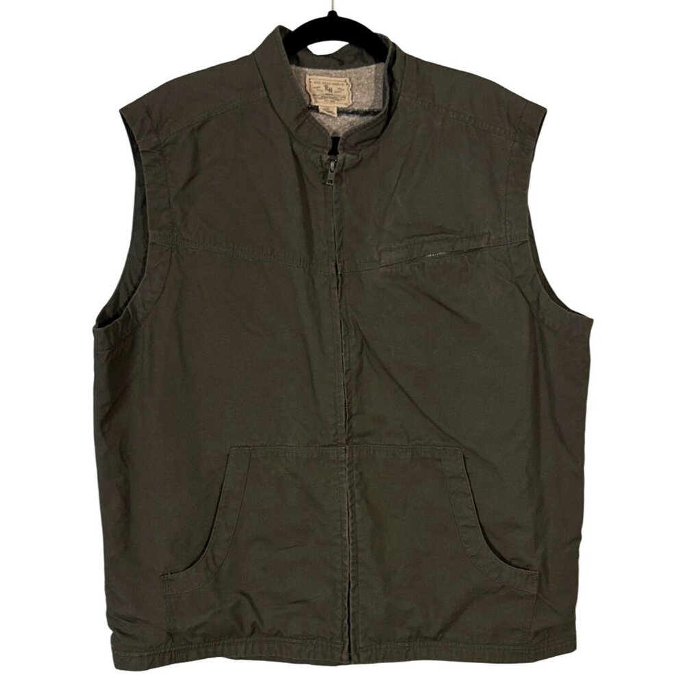 Bass Pro Red Head Ranch Chore Vest Green Outdoor Utility Workwear Canvas Lined